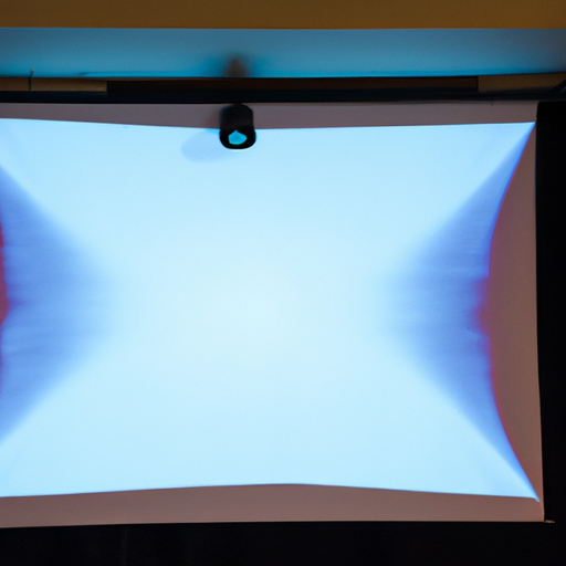 Projectiescherm met een beamer in een donkere ruimte