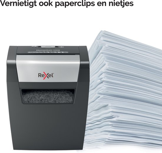 Rexel momentum x308 papierversnipperaar p 3 cross cut snippers papierinvoer tot 8 a4 vel zwart 8yxyxgqr4m85 d94vky