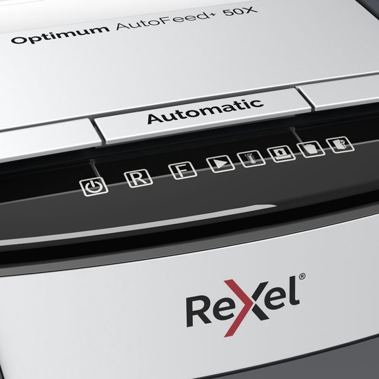 Rexel optimum autofeed+ 50x fluisterstille papierversnipperaar p 4 snippers voor thuiskantoor/thuiswerkplek invoer tot 50 vellen zwart 2ermo42orplk vnngav