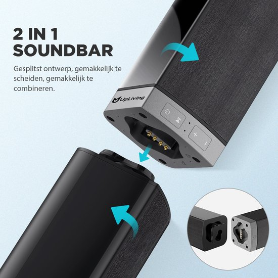 Upliving® soundbar verstelbaar tot 2 soundbars luidsprekers soundbars voor tv speakers zwart bluetooth 5.0 vobv4p1v2n3m brrgv3x